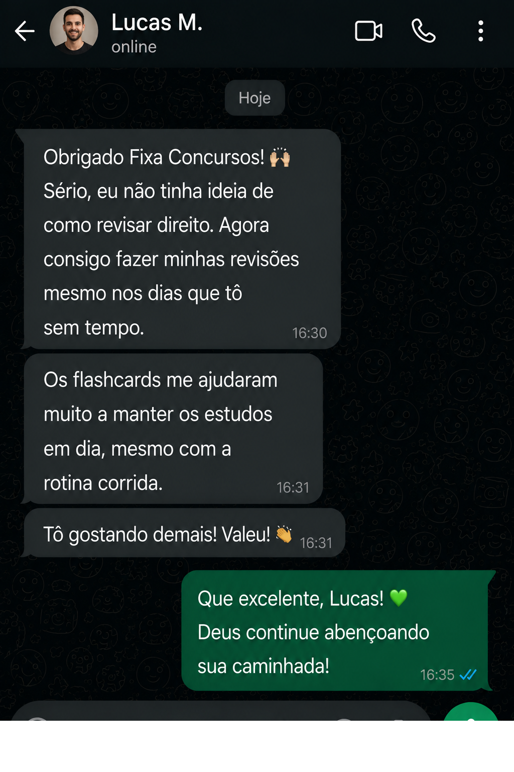 Avaliação de aluno do Fixa Concursos 1